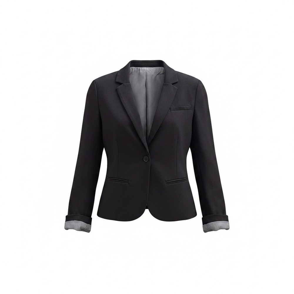 Women's Black Single-Button Blazer Jacket